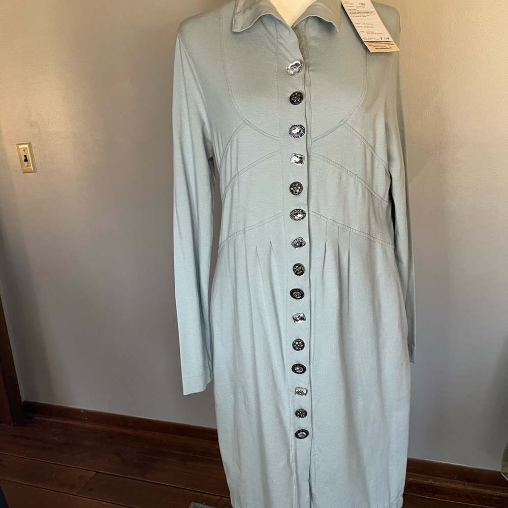 New With Tags Vintage 2014 Neon Buddha Empire Ice Green Dress. Amazing‎ buttons!